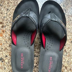 Coach Jolene Black Denim Black Wedge Sandal